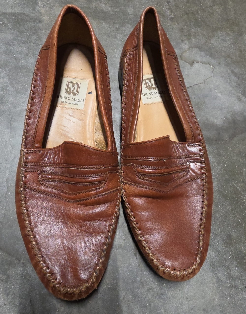 Bruno Magli Men’s Brown Leather Penny Loafers